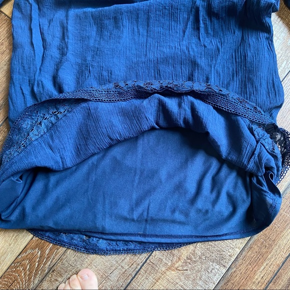 Sharagano Navy Blue Lace Detail Three Quarter Sleeve Dress Size L - Picture 4 of 9